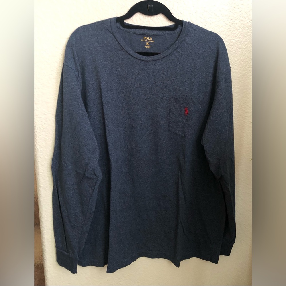 Pre-owned Heather Dark Blue Ralph Lauren Men’s Classic Fit Pocket T shirt
